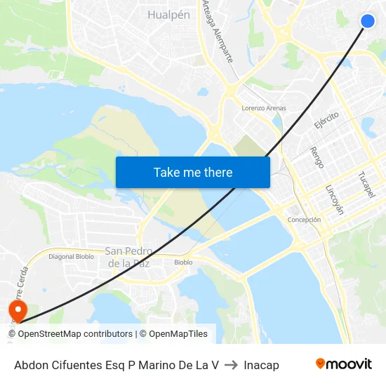 Abdon Cifuentes Esq P Marino De La V to Inacap map