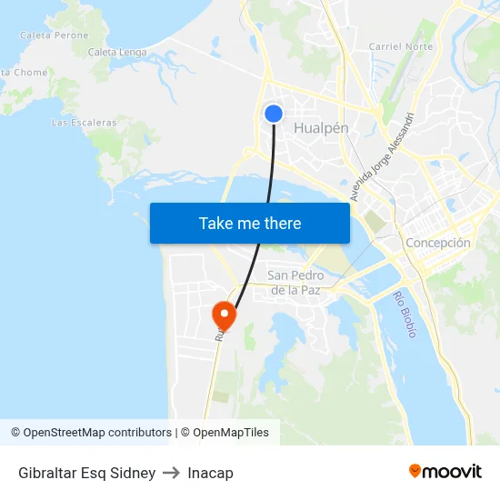 Gibraltar Esq Sidney to Inacap map