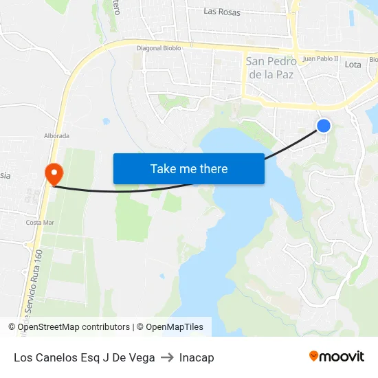 Los Canelos Esq J De Vega to Inacap map