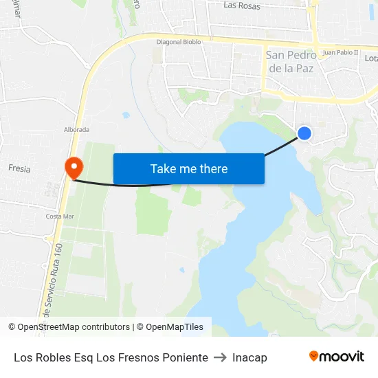 Los Robles Esq Los Fresnos  Poniente to Inacap map