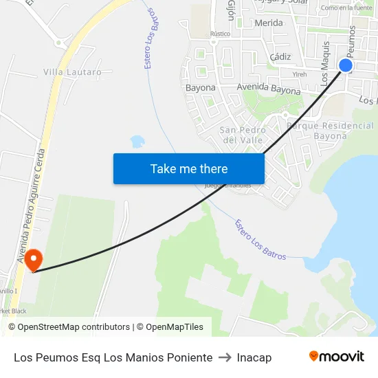 Los Peumos Esq Los Manios  Poniente to Inacap map