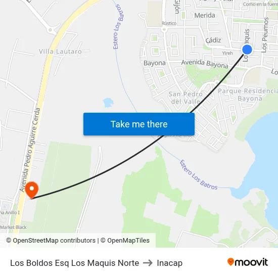 Los Boldos Esq Los Maquis  Norte to Inacap map