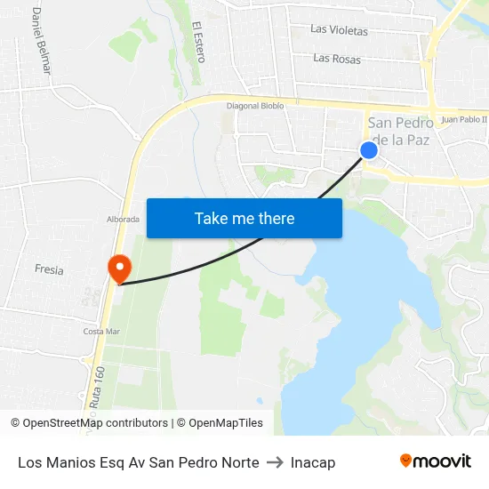 Los Manios Esq Av San Pedro  Norte to Inacap map