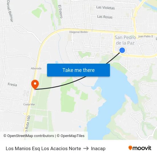 Los Manios Esq Los Acacios  Norte to Inacap map