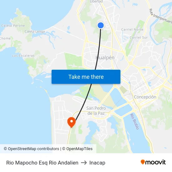 Rio Mapocho Esq Rio Andalien to Inacap map