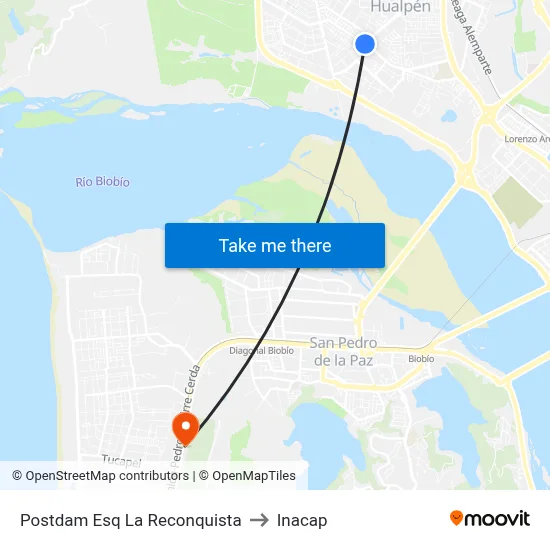 Postdam Esq La Reconquista to Inacap map