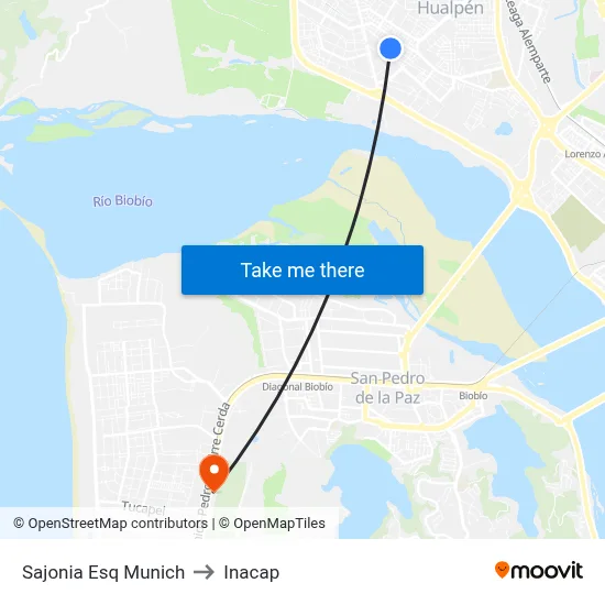 Sajonia Esq Munich to Inacap map