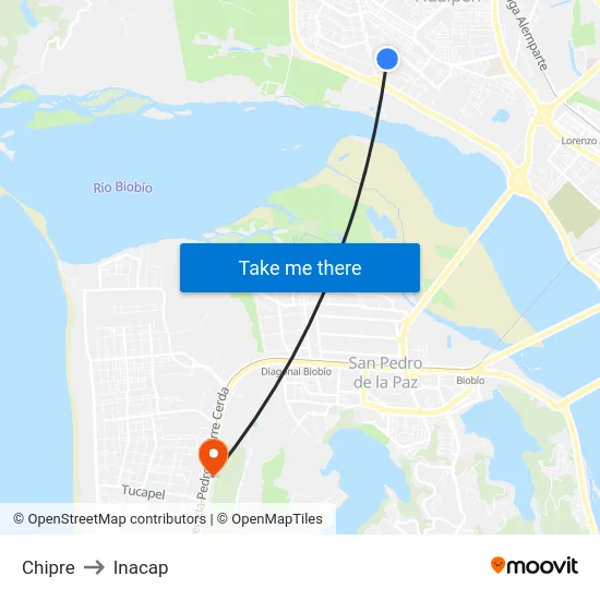 Chipre to Inacap map