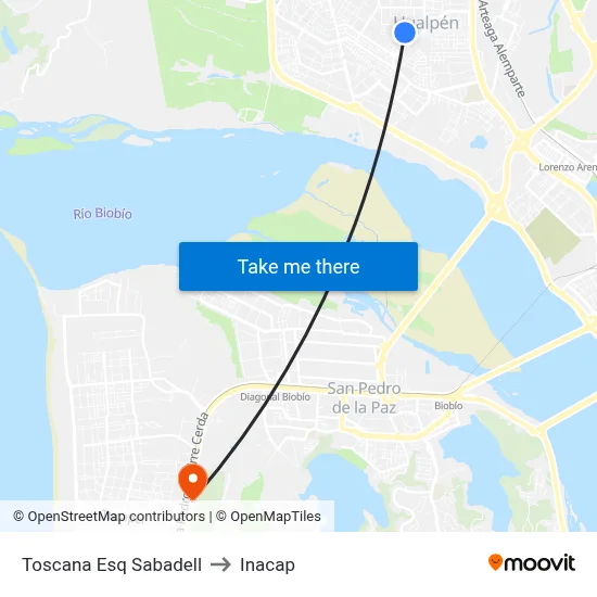 Toscana Esq Sabadell to Inacap map