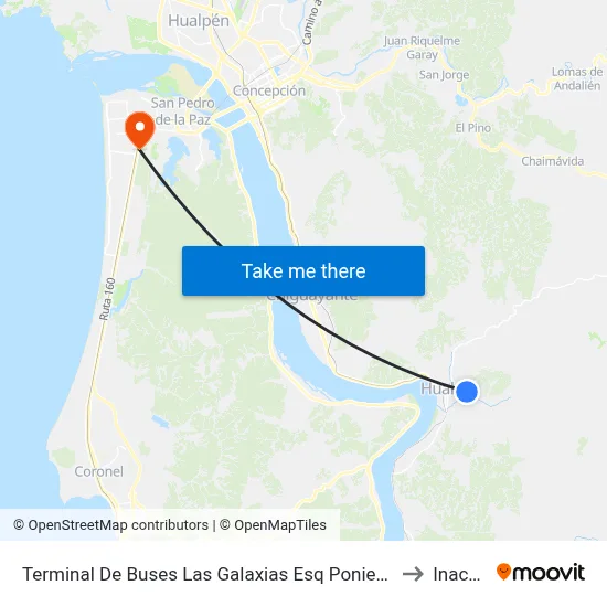 Terminal De Buses Las Galaxias Esq Poniente to Inacap map