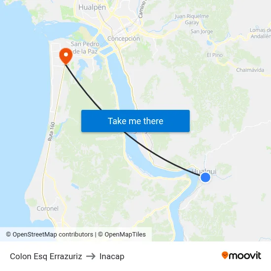 Colon Esq Errazuriz to Inacap map