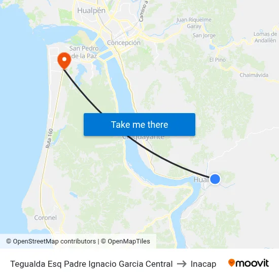 Tegualda Esq Padre Ignacio Garcia Central to Inacap map