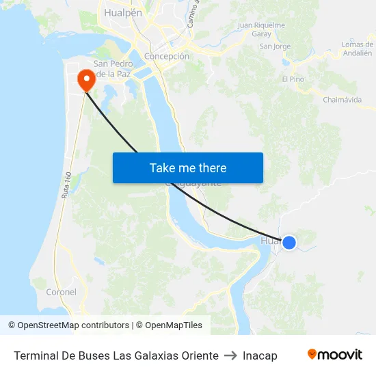 Terminal De Buses Las Galaxias  Oriente to Inacap map