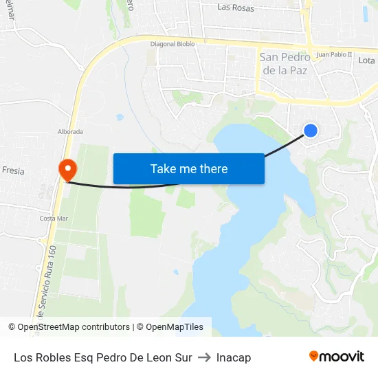 Los Robles Esq Pedro De Leon  Sur to Inacap map