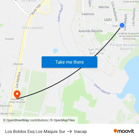 Los Boldos Esq Los Maquis  Sur to Inacap map