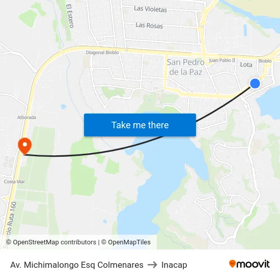 Av. Michimalongo Esq Colmenares to Inacap map