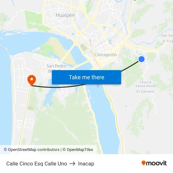 Calle Cinco Esq Calle Uno to Inacap map