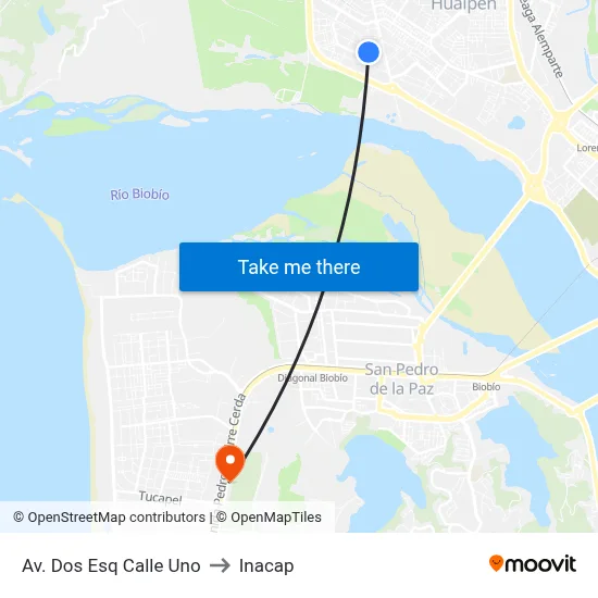 Av. Dos Esq Calle Uno to Inacap map