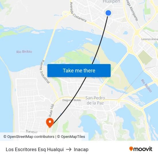 Los Escritores Esq Hualqui to Inacap map