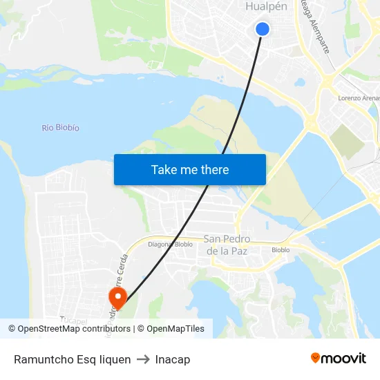 Ramuntcho Esq Iiquen to Inacap map