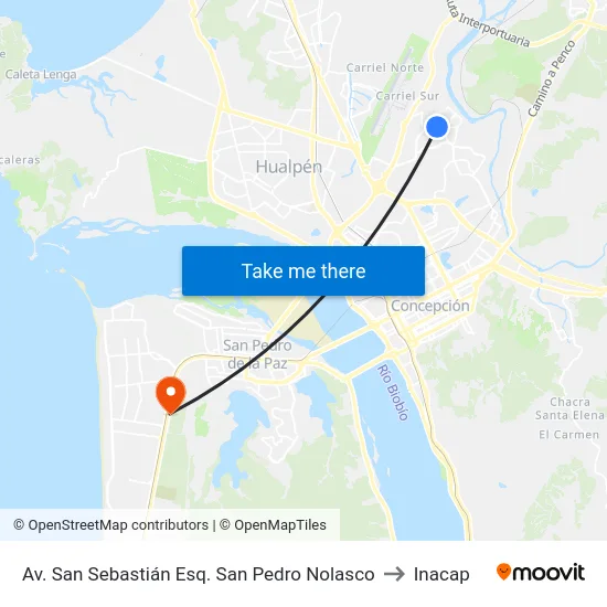 Av. San Sebastián Esq. San Pedro Nolasco to Inacap map