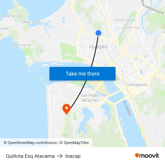 Quillota Esq Atacama to Inacap map