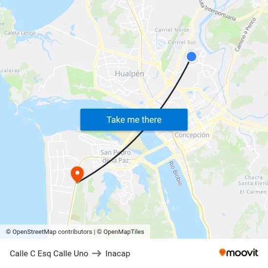 Calle C Esq Calle Uno to Inacap map