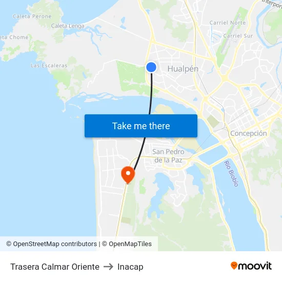 Trasera Calmar  Oriente to Inacap map