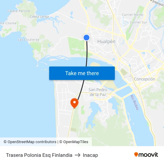 Trasera Polonia Esq Finlandia to Inacap map