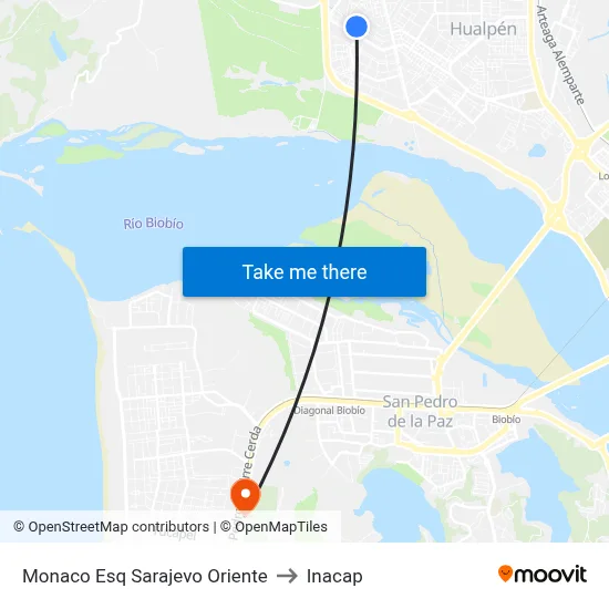 Monaco Esq Sarajevo  Oriente to Inacap map