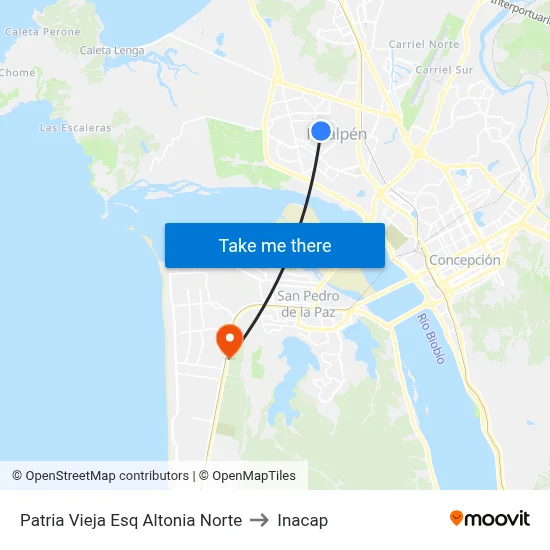 Patria Vieja Esq Altonia  Norte to Inacap map