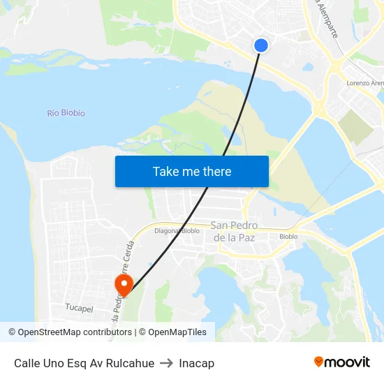 Calle Uno Esq Av Rulcahue to Inacap map