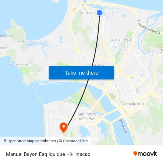 Manuel Bayon Esq Iquique to Inacap map