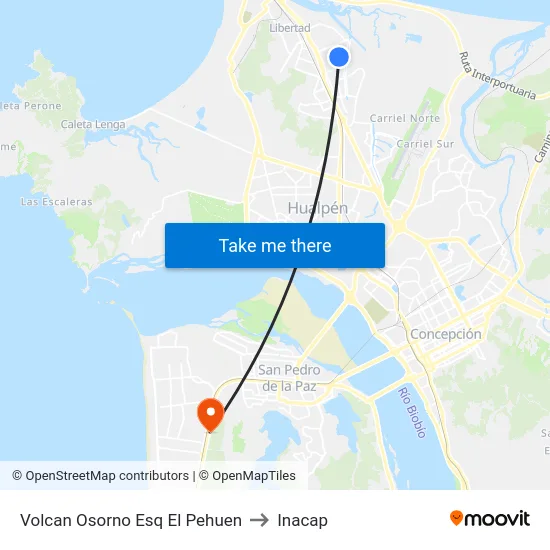 Volcan Osorno Esq El Pehuen to Inacap map