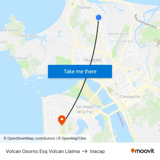 Volcan Osorno Esq Volcan Llaima to Inacap map