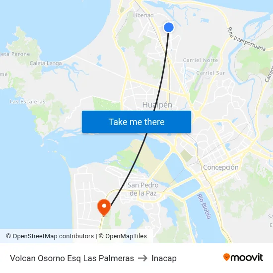Volcan Osorno Esq Las Palmeras to Inacap map