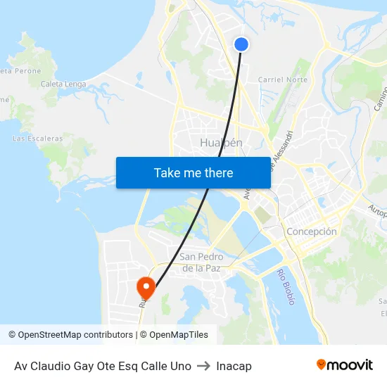Av Claudio Gay Ote Esq Calle Uno to Inacap map