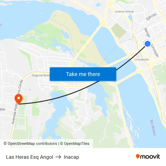 Las Heras Esq Angol to Inacap map