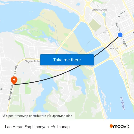 Las Heras Esq Lincoyan to Inacap map