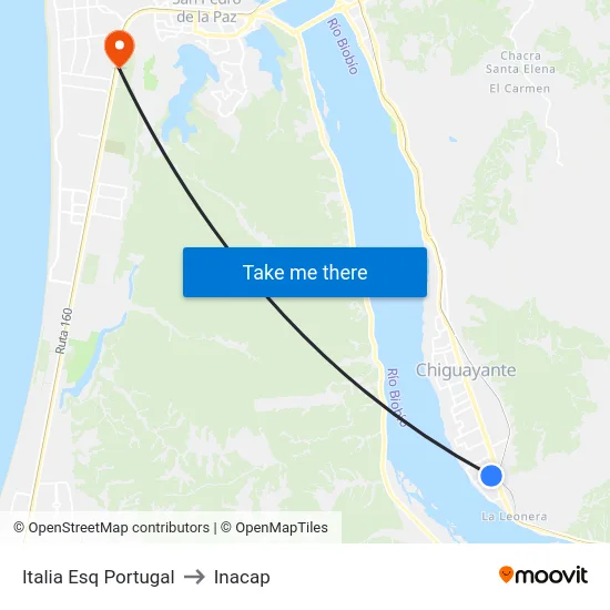 Italia Esq Portugal to Inacap map