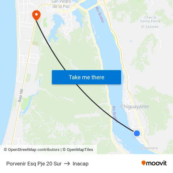 Porvenir Esq Pje 20  Sur to Inacap map