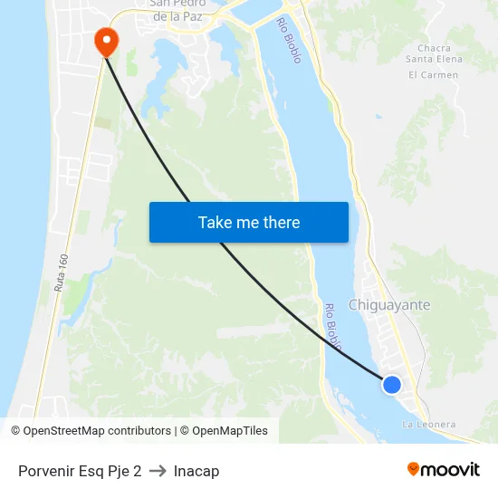 Porvenir Esq Pje 2 to Inacap map