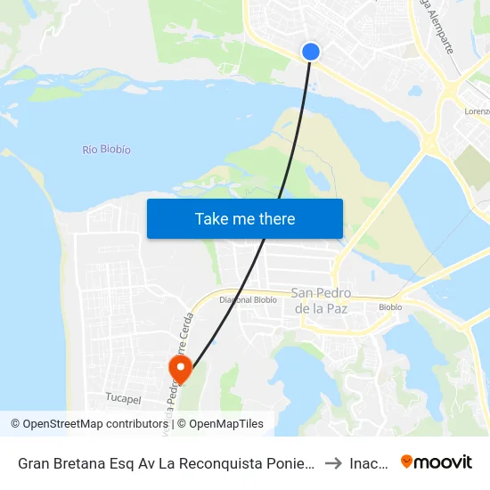 Gran Bretana Esq Av La Reconquista  Poniente to Inacap map