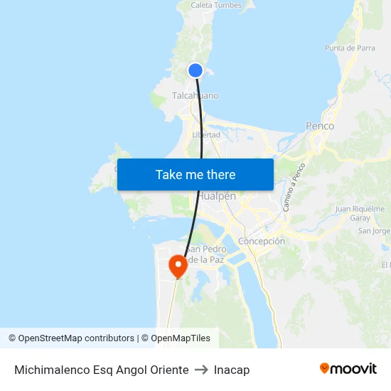 Michimalenco Esq Angol  Oriente to Inacap map