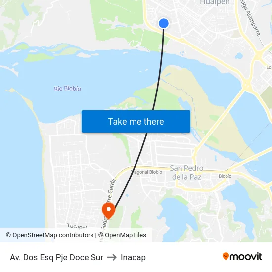 Av. Dos Esq Pje Doce  Sur to Inacap map