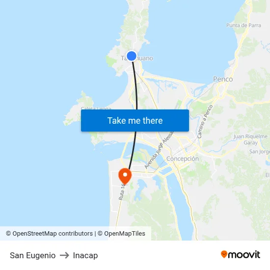 San Eugenio to Inacap map