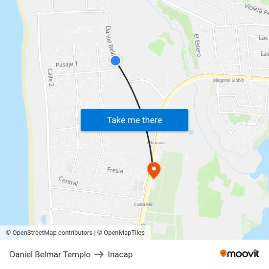 Daniel Belmar  Templo to Inacap map