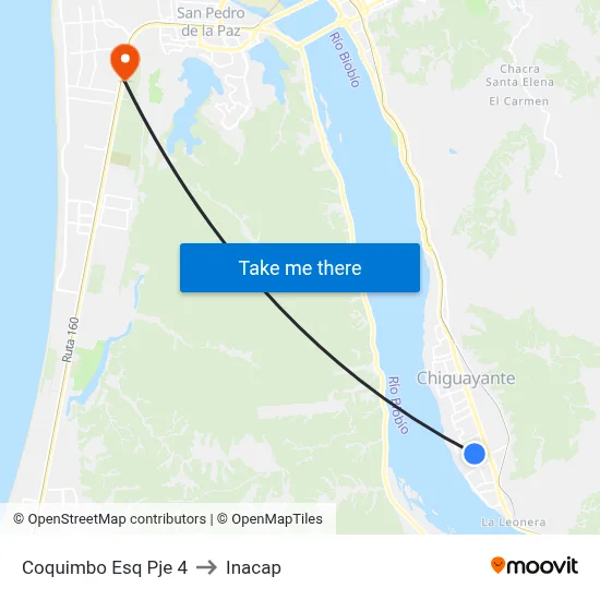 Coquimbo Esq Pje 4 to Inacap map
