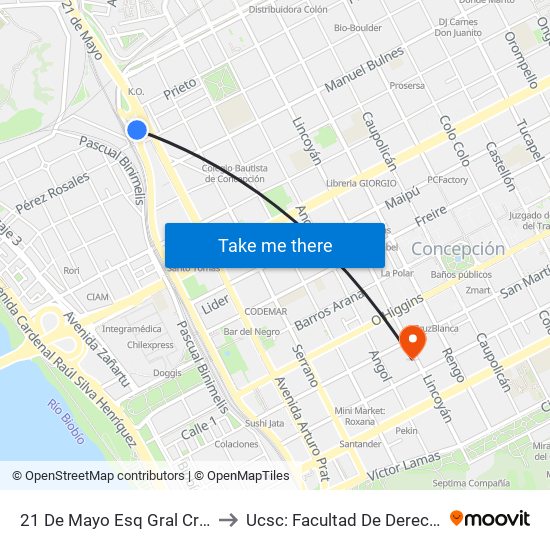 21 De Mayo Esq Gral Cruz to Ucsc: Facultad De Derecho map