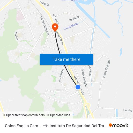 Colon Esq La Camelia  Poniente to Instituto De Seguridad Del Trabajo De Talcahuano map